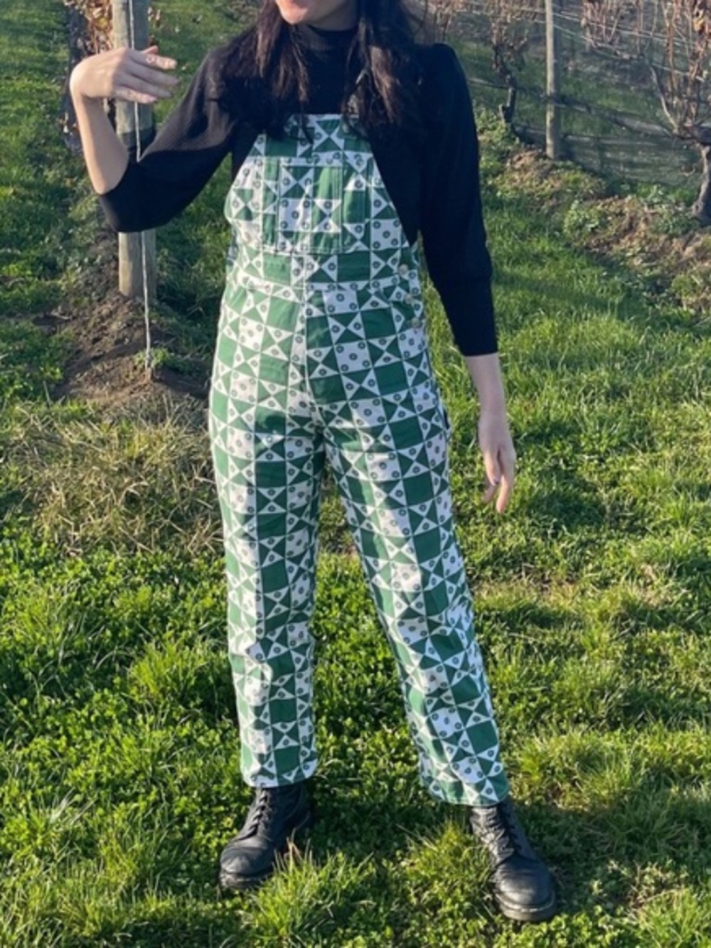 Lisa Says Gah “Lucy” Overalls - Floral Quilt Boonville Green Size M / L